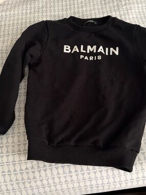 Balmain Black Crewneck Sweater with White Logo